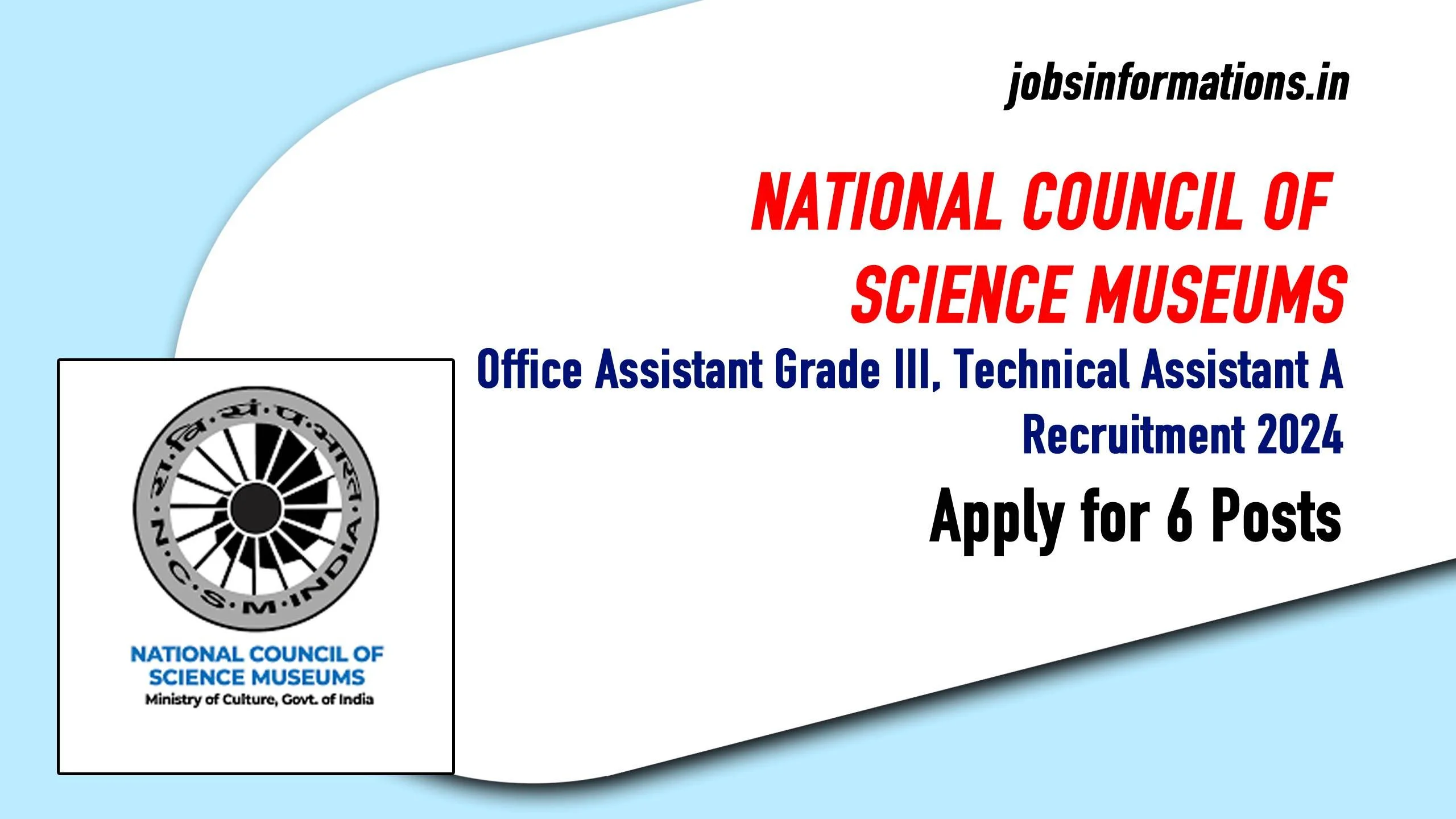 NCSM Assistant Officer Vacancies 2024, Apply Online for 6 Posts