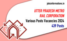 Uttar Pradesh Metro Rail UPMRC Various Posts Vacancies 2024, Apply Online for 439 Posts