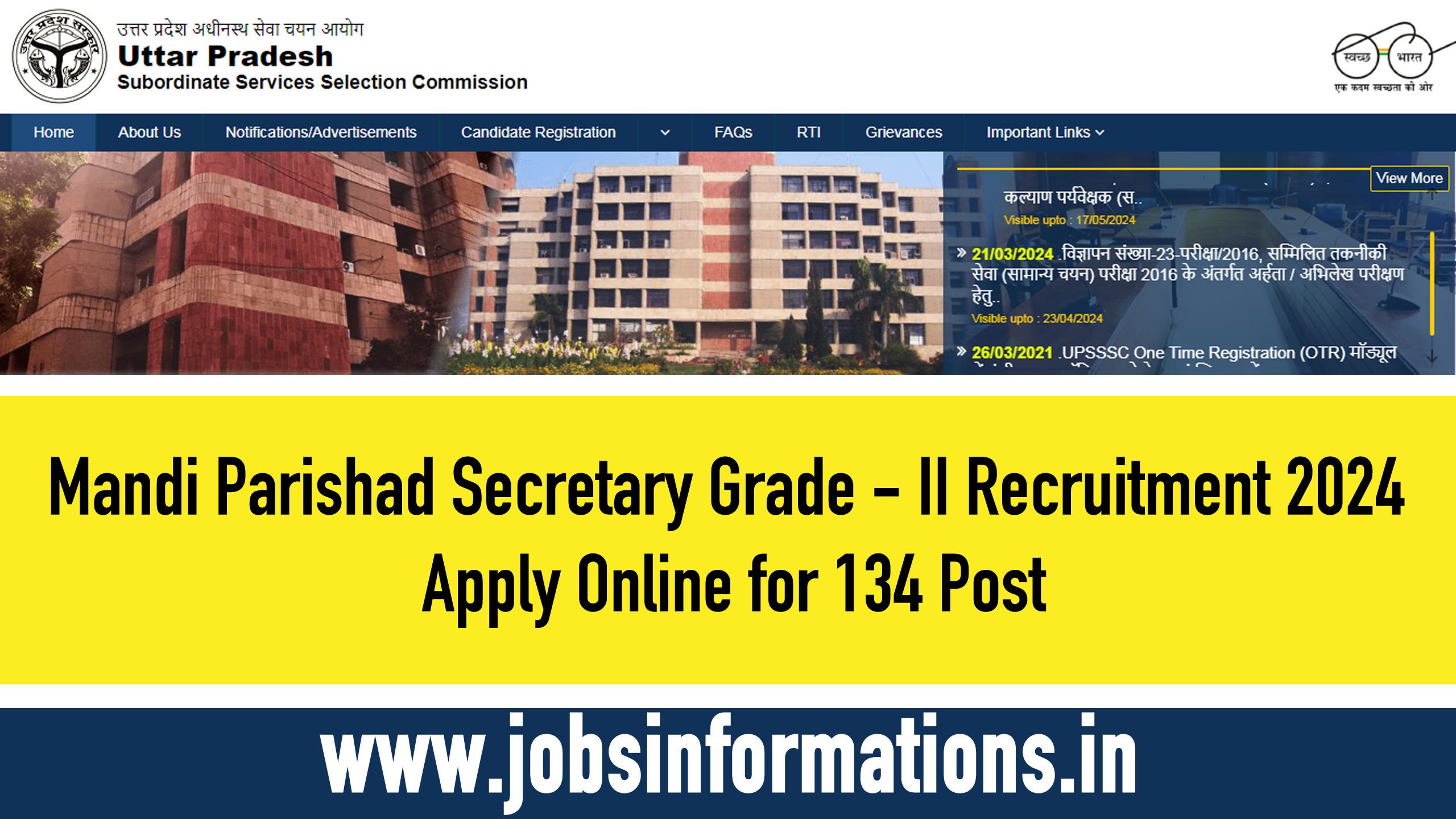 UPSSSC UP Mandi Parishad Grade 2 Notification 2024, Apply Online for 134 Posts