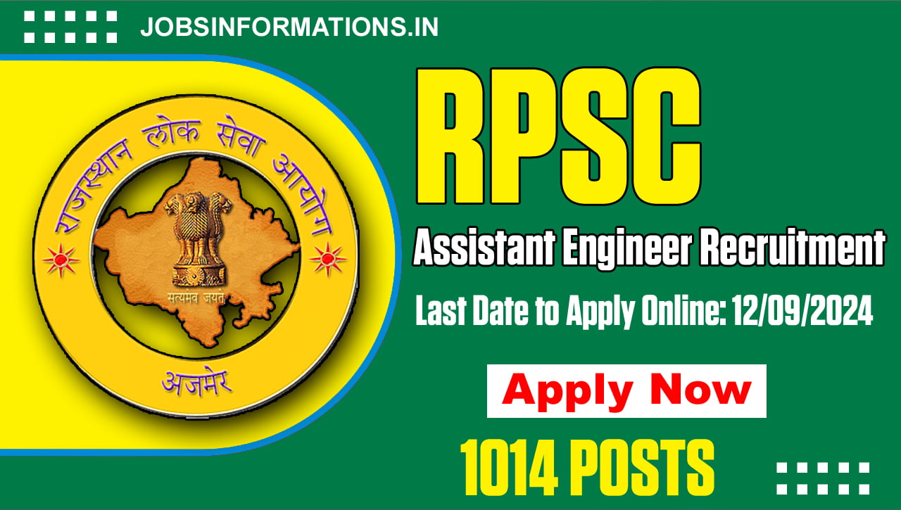 RPSC Assistant Engineer Vacancy Notice 2024, Apply Online for 1014 Posts