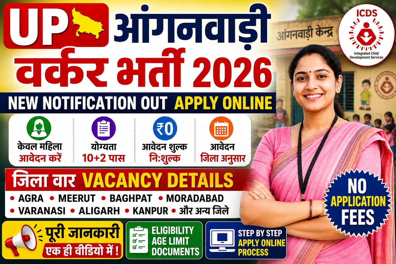 UP Anganwadi Recruitment 2026: Apply Online for District Wise Vacancies in Uttar Pradesh