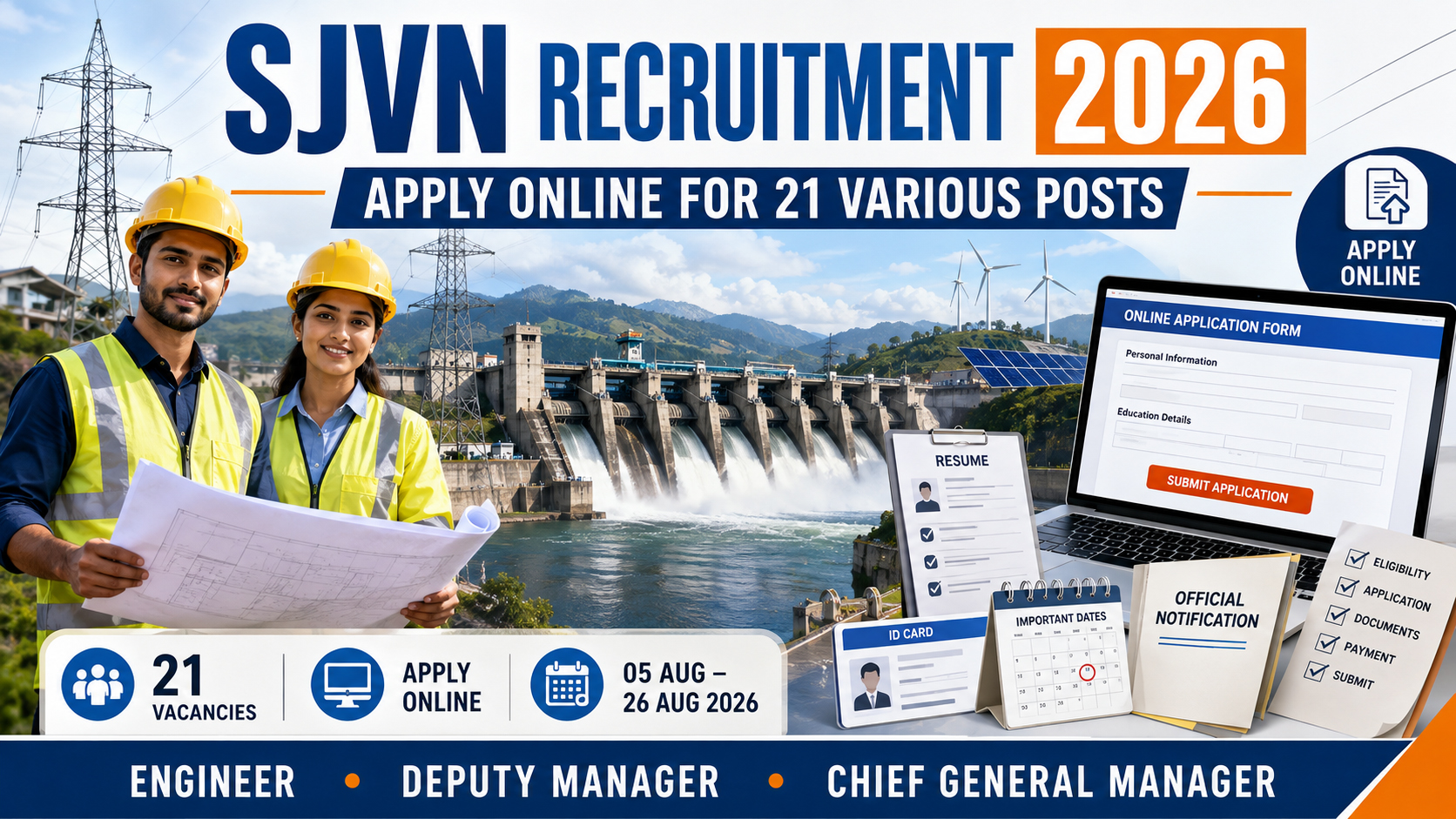 SJVN Various Post Recruitment 2026: Apply Online for 21 Engineering & Manager Vacancies
